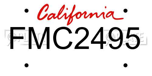FMC2495 California License Plate