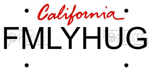 FMLYHUG California License Plate