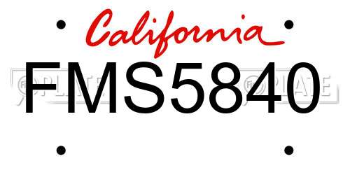 FMS5840 California License Plate