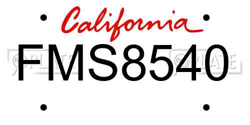 FMS8540 California License Plate