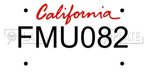 FMU082 California License Plate