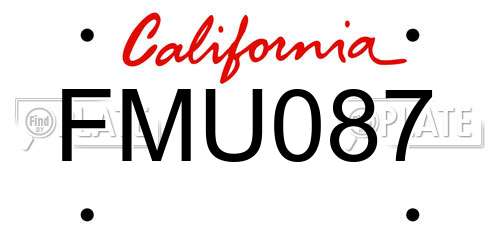 FMU087 California License Plate