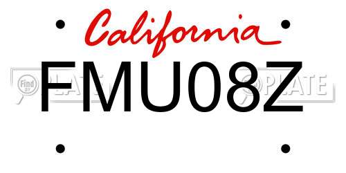FMU08Z California License Plate