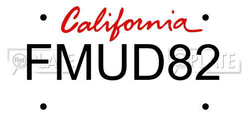 FMUD82 California License Plate