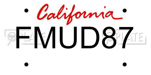 FMUD87 California License Plate