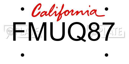 FMUQ87 California License Plate
