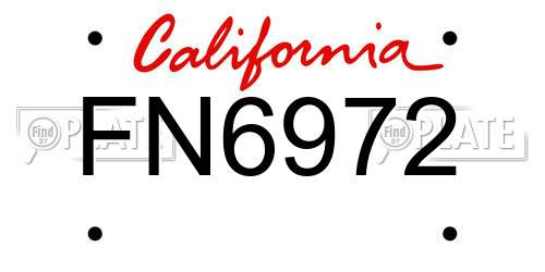 FN6972 California License Plate