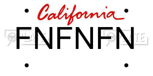 FNFNFN California License Plate