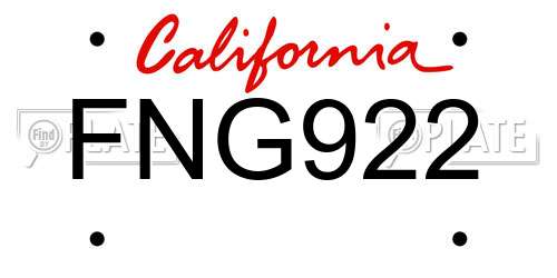 FNG922 California License Plate