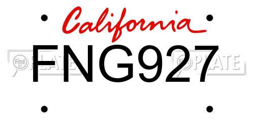 FNG927 California License Plate