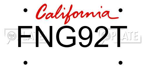 FNG92T California License Plate