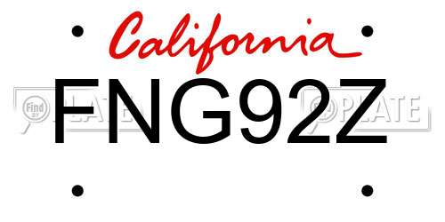 FNG92Z California License Plate