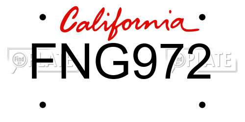 FNG972 California License Plate