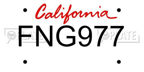 FNG977 California License Plate
