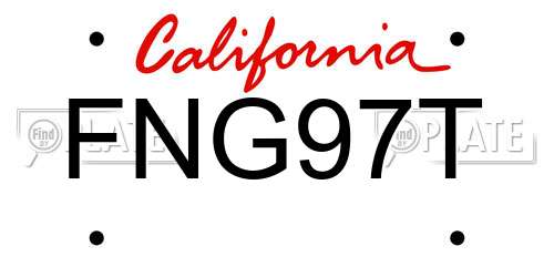 FNG97T California License Plate