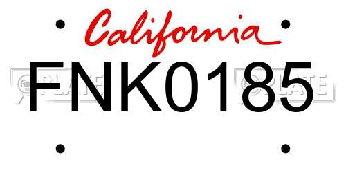 FNK0185 California License Plate