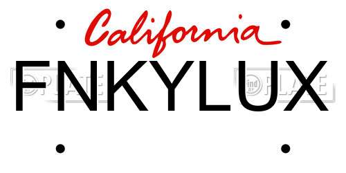 FNKYLUX California License Plate