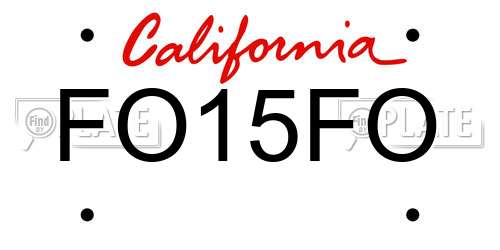 FO15FO California License Plate