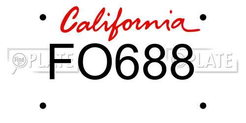 FO688 California License Plate