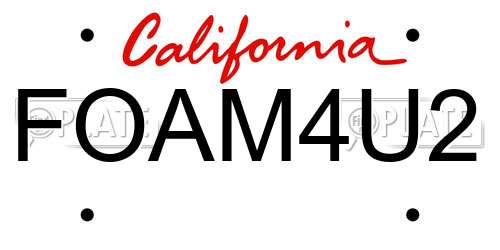 FOAM4U2 California License Plate