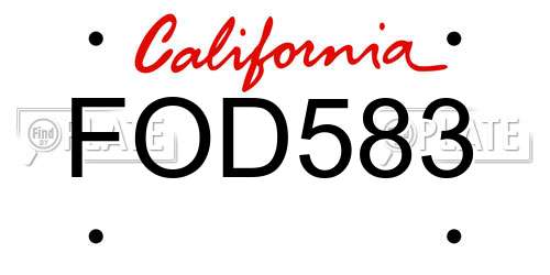 FOD583 California License Plate