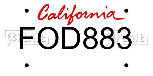 FOD883 California License Plate