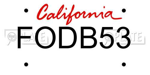 FODB53 California License Plate