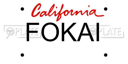FOKAI California License Plate