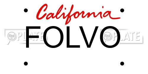 FOLVO California License Plate