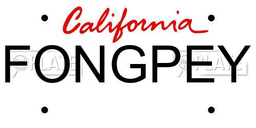 FONGPEY California License Plate