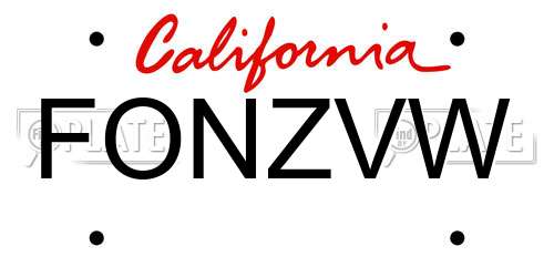 FONZVW California License Plate