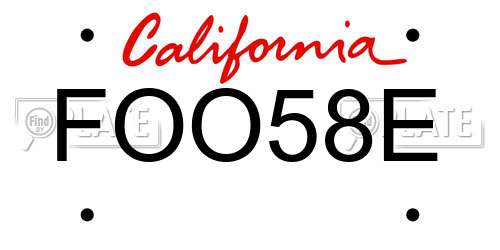 FOO58E California License Plate