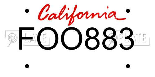 FOO883 California License Plate