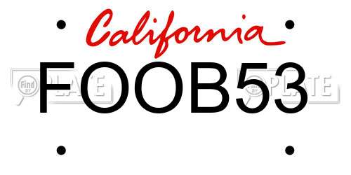 FOOB53 California License Plate