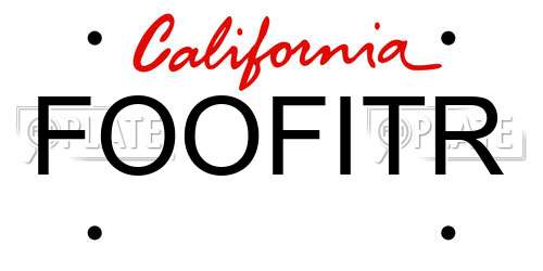 FOOFITR California License Plate
