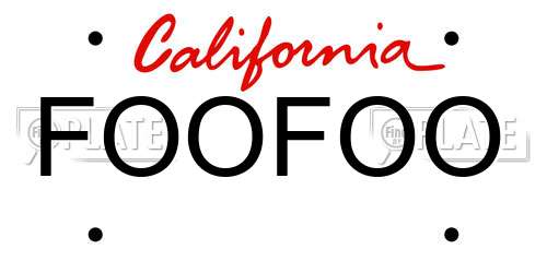 FOOFOO California License Plate