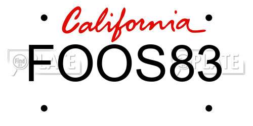 FOOS83 California License Plate