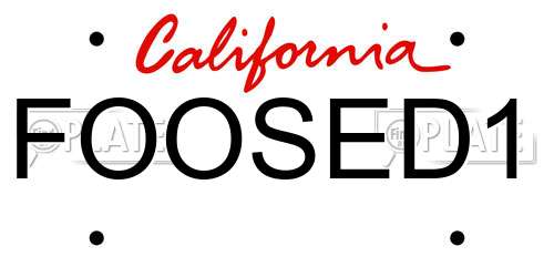 FOOSED1 California License Plate