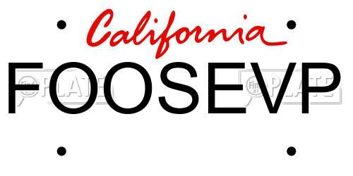 FOOSEVP California License Plate
