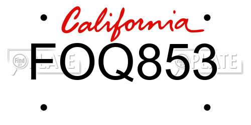 FOQ853 California License Plate