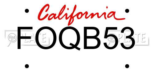 FOQB53 California License Plate
