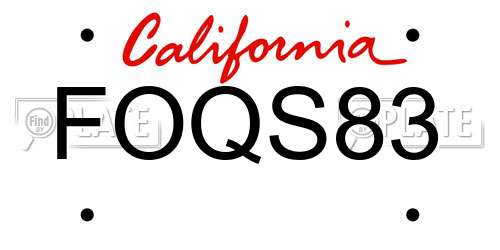 FOQS83 California License Plate