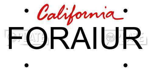 FORAIUR California License Plate