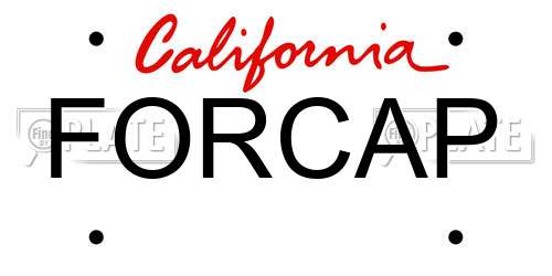 FORCAP California License Plate