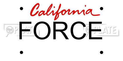 FORCE California License Plate