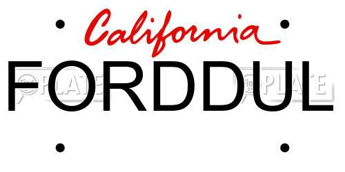 FORDDUL California License Plate