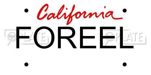 FOREEL California License Plate