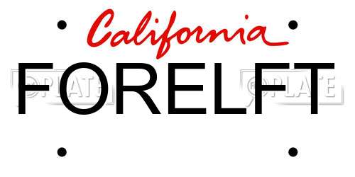 FORELFT California License Plate