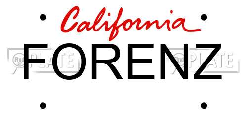 FORENZ California License Plate