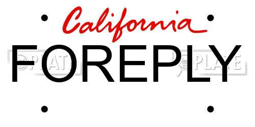 FOREPLY California License Plate